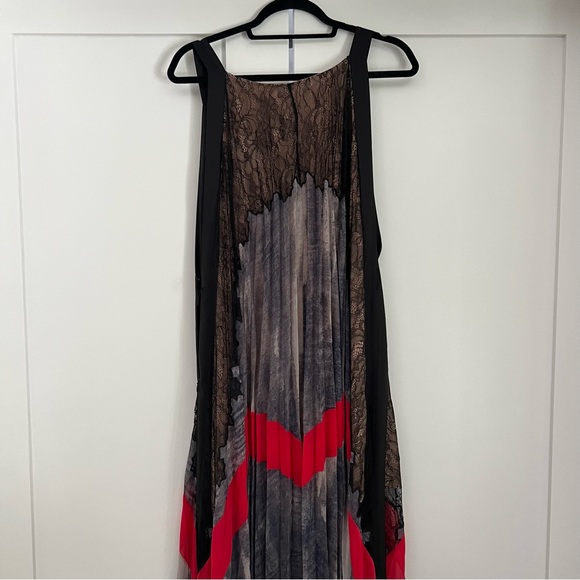 BCBG pleated lace blue black and coral evening dress - Picture 11 of 13
